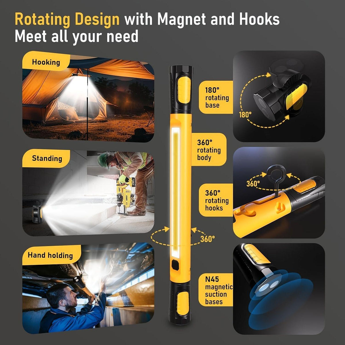 Multifunctional Magnetic Flashlight Rod