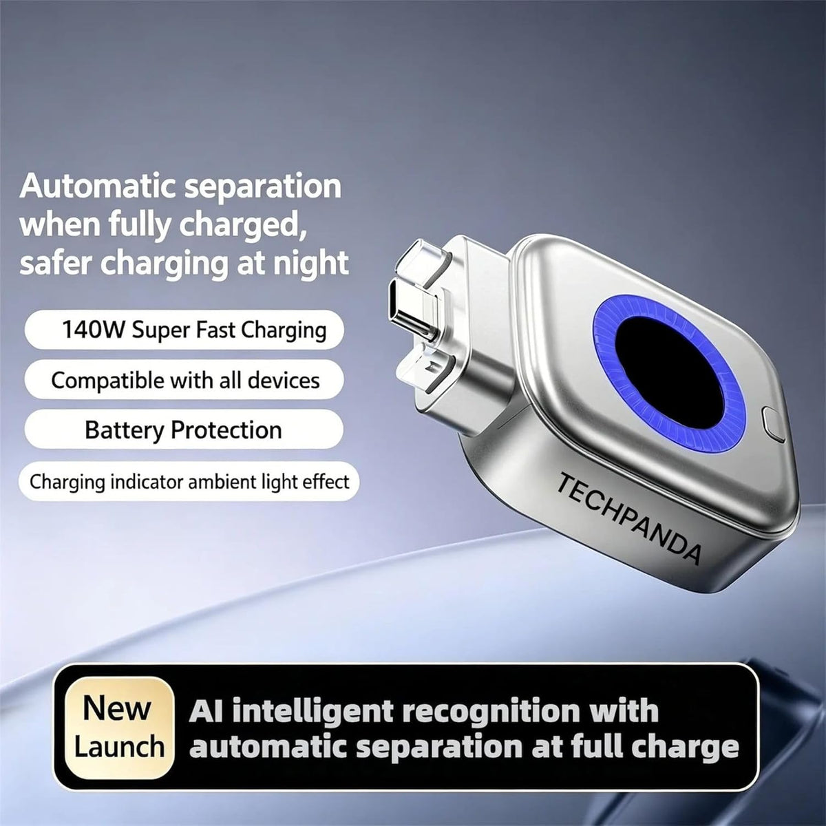 AI Smart USB-C Fast Charger with Auto-Disconnect