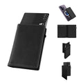 TOYFID Aluminum Alloy Wallet With Genuine Leather Cover Men's Billfolds