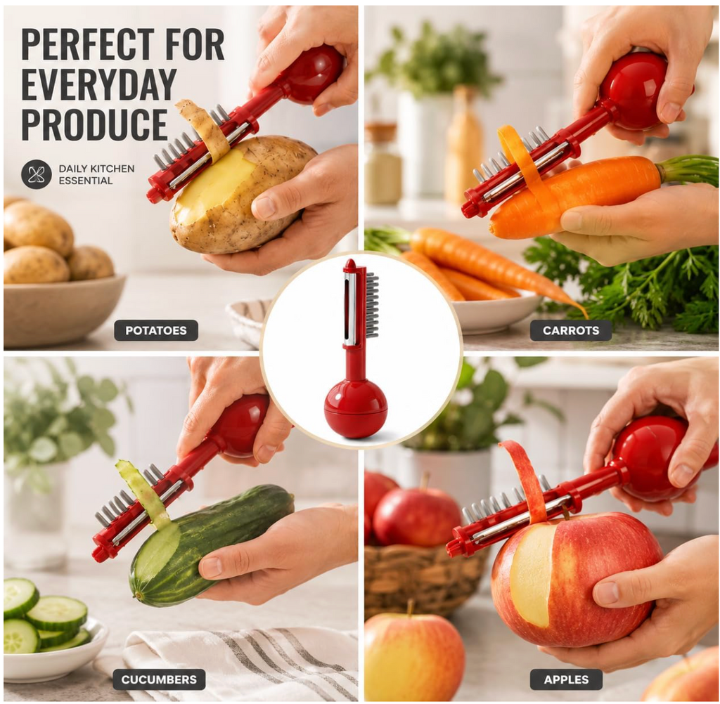 3 In 1 Multifunctional Vegetable Fruit Peeler Brush