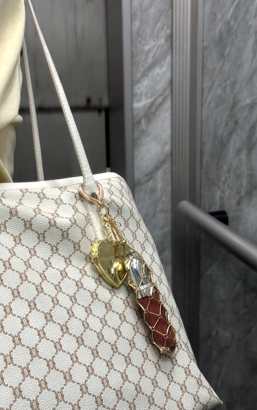 Compact Mirror Key Chain with Lipstick Holder