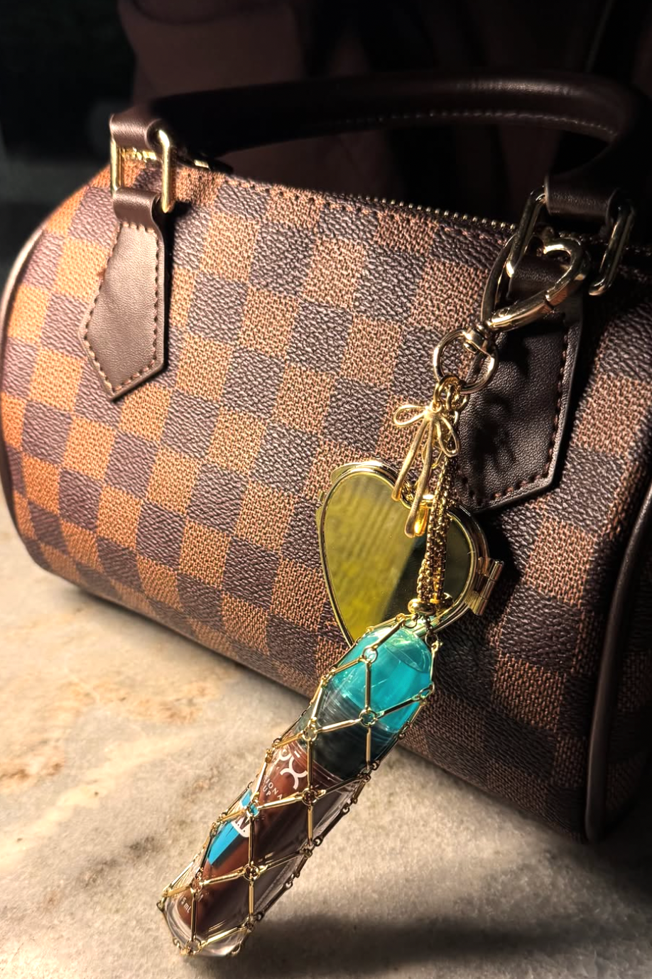 Compact Mirror Key Chain with Lipstick Holder