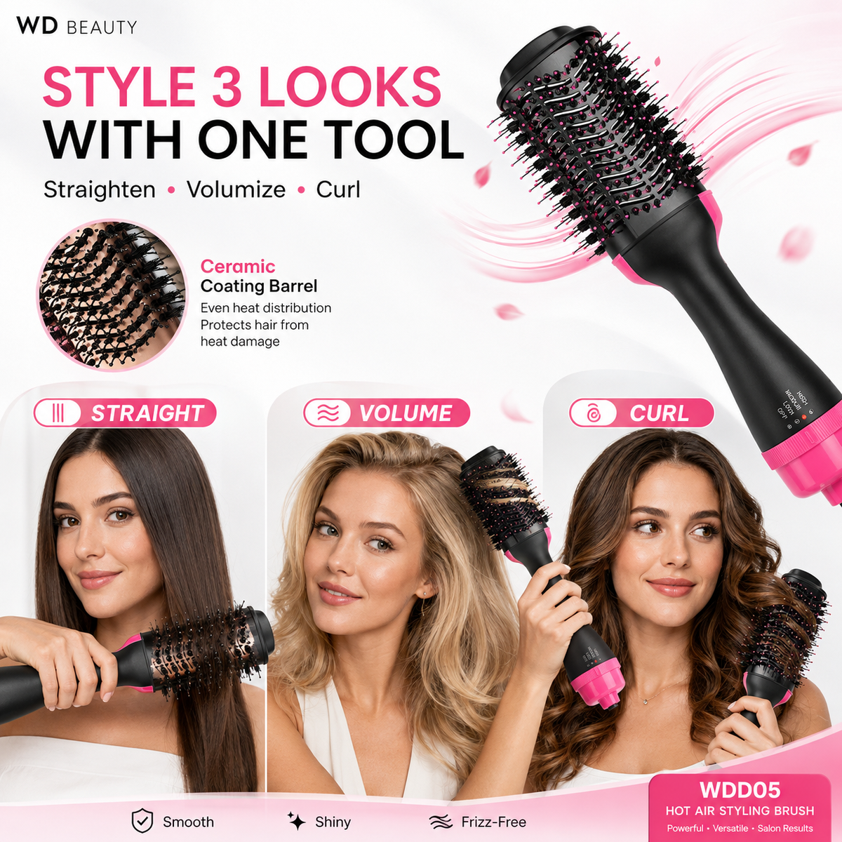 Electric Hot Air Hair Dryer Brush & Volumizer