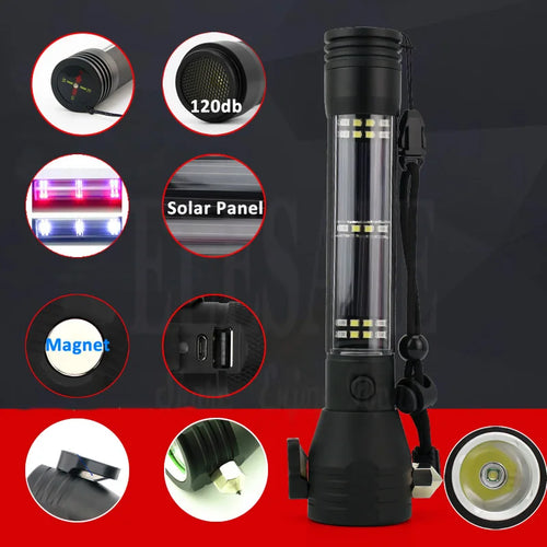 7 in 1 Multi Tool Rechargeable Solar Flashlight