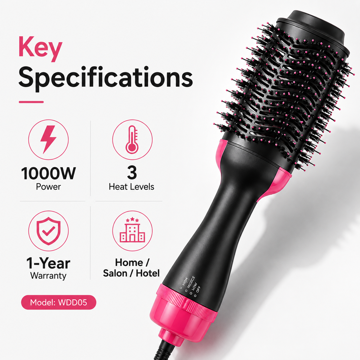 Electric Hot Air Hair Dryer Brush & Volumizer